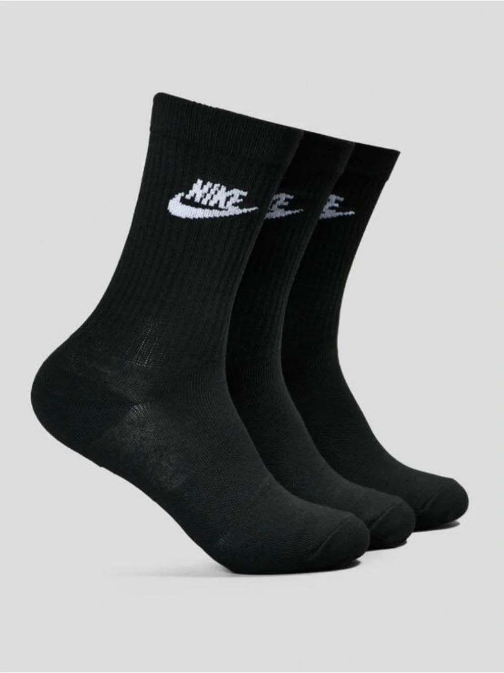 Nike Black Crew Athletic Socks with White Logo - 3 Pack
